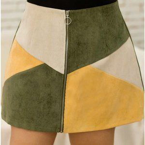Zip Up Cut And Sew Corduroy Skirt